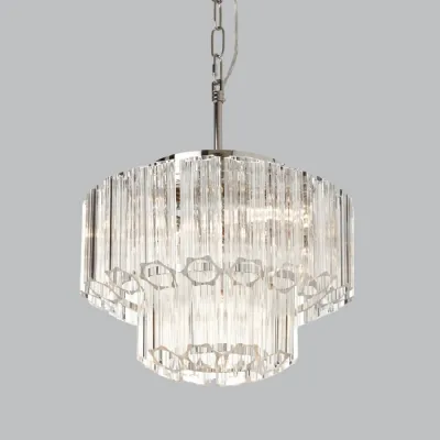Glass Shades 4 Lights Small Chandelier with Nickel Support