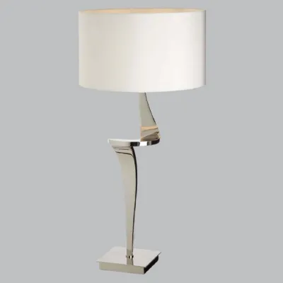 Nickel Metal Twist Design Table Lamp with Round Shade