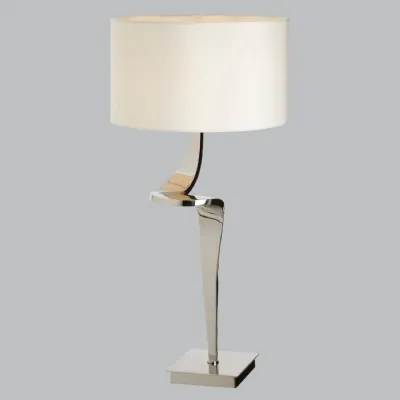 Nickel Metal Twist Design Table Lamp with Cream Shade