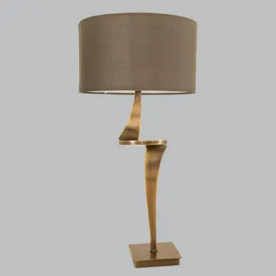 Brass Textured Metal Table Lamp with Brown Shade