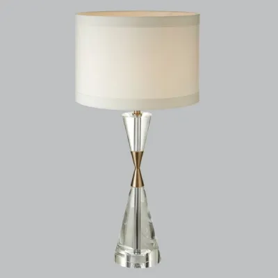 Modern Table Lamp Hourglass Crystal Base Round Taupe Shade