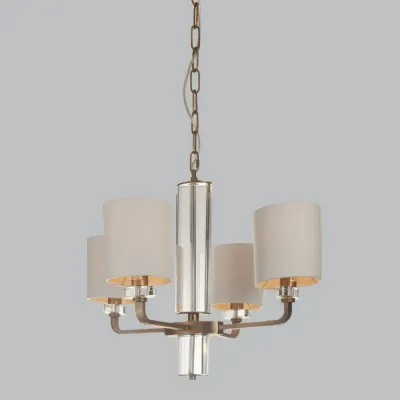 Antique Brass Finish Metal and Opal Chandelier