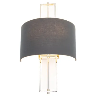 Nickel Metal Crystal Wall Lamp with Charcoal Shade