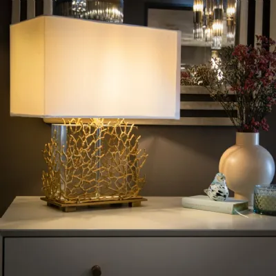 Crystal Coral Inspired Design Table Lamp with Cream Shade