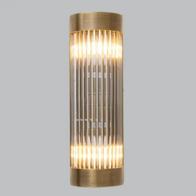 Brass Metal 2 Lights Wall Lamp with Glass Shade