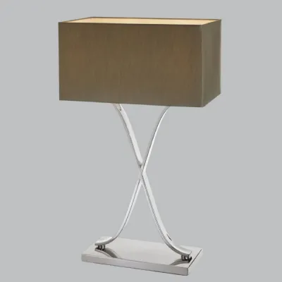 Nickel Metal X Shaped Table Lamp with Rectangle Shade