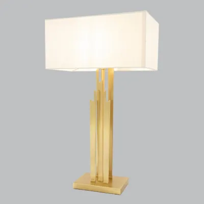 Skyscraper Designed Brass Metal Table Lamp Rectangular Shade