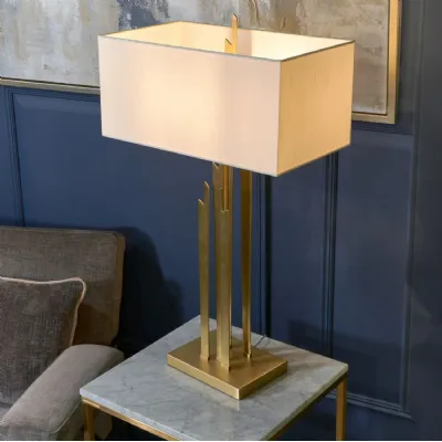 Gold Metal Skyscrapers Table Lamp with Rectangular Shade