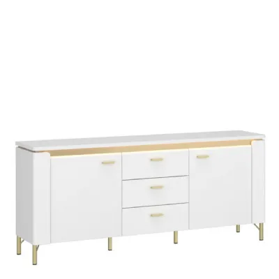 Lazio TV Cabinet 2 Door 3 Drawer in Alpine White White Gloss