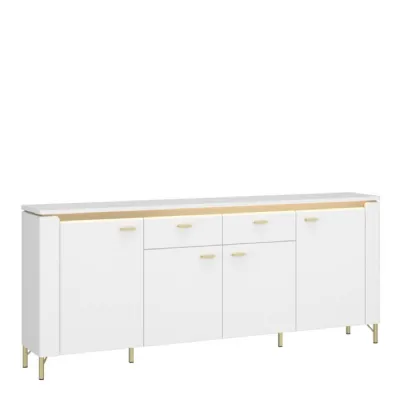 Lazio Sideboard 4 Door 2 Drawer in Alpine White White Gloss