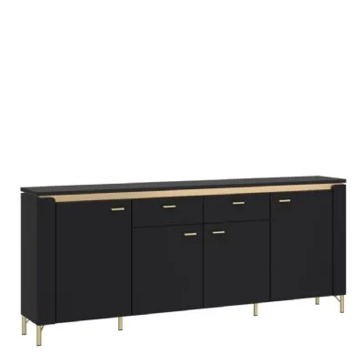Genoa Sideboard 4 Door 2 Drawer in Black Matt Gold