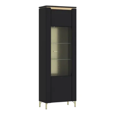 Genoa Vitrin 1 Door in Black Matt Gold