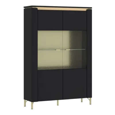 Genoa Vitrin 2 Door in Black Matt Gold
