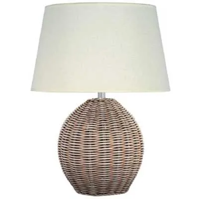 Rattan Cream Wash Table Lamp Complete