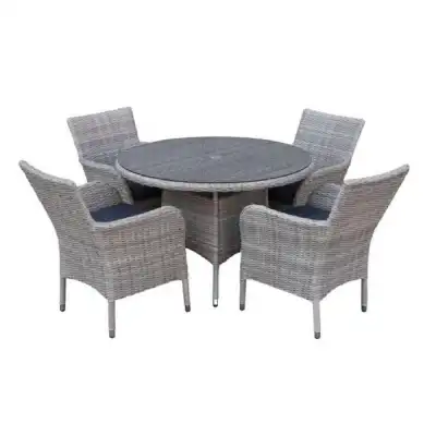 Roma Luxury Rattan 4 Seater Round Dining Set