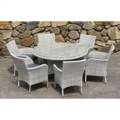 Roma Luxury Rattan 6 Seater Round Dining Set