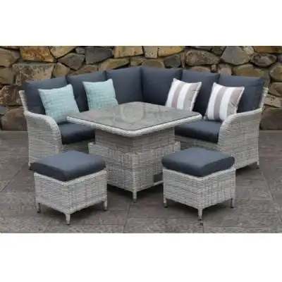 Roma Luxury Rattan Small Corner Set With Rising Table