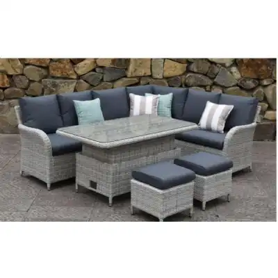 Roma Luxury Rattan Large Corner Set With Rising Table