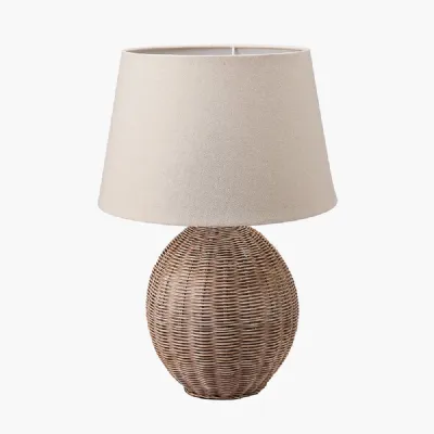 Raffles Large Rattan Cream Wash Table Lamp Base with Coast 40cm Cream Calico Tapered Lampshade