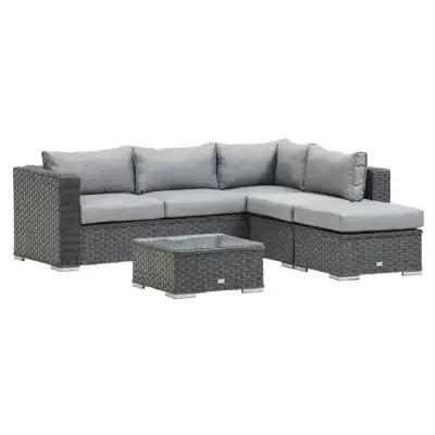 Homely Rattan Universal Corner Sofa Set in Grey