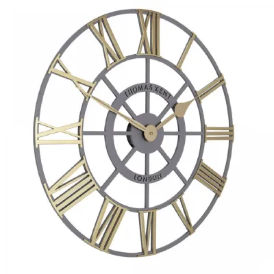 Brass Metal Thomas Kent London Evening Star Grand 60cm Round Wall Clock