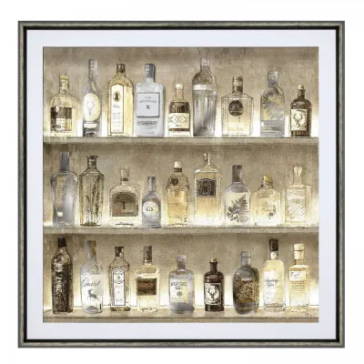 Grey Framed Square Bottle Print Wall Art