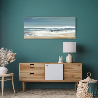 Blue Along the Coastline Framed Canvas Wall Art