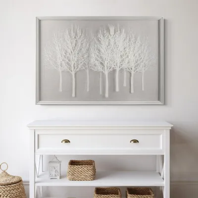 White Framed Textured Oatmeal Backdrop Wall Art