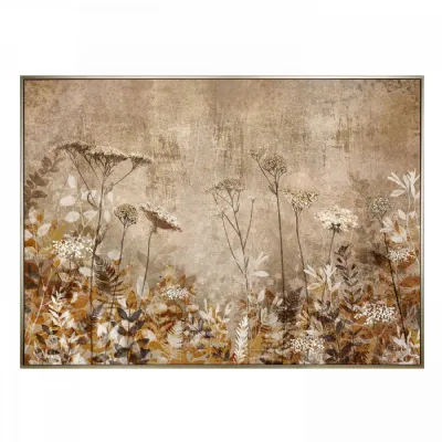 Radiance Vintage Beige Framed Wildflowers Canvas Wall Art