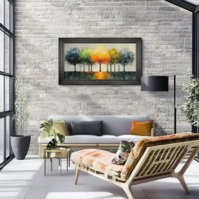 Multicoloured Ribbed Frame Canvas Wall Art with Textured Canopy