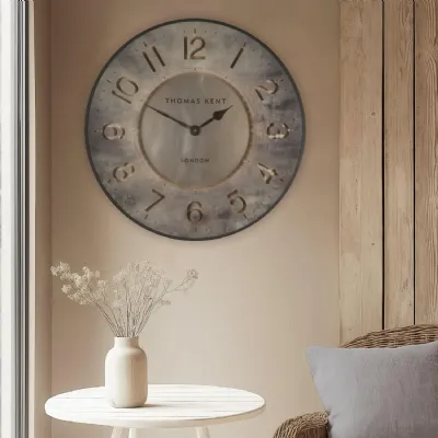 Harvest Gold Metal Grey Rim Round Wall Clock 74cm Dia