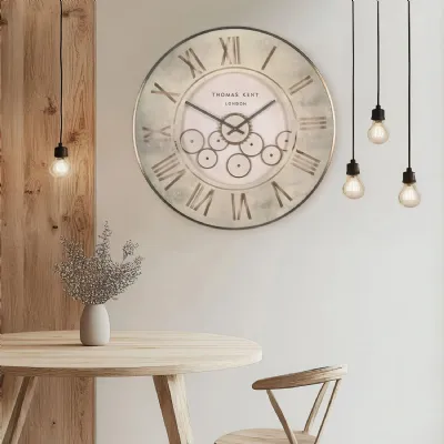 Stone Metal Round Wall Clock 74cm Moving Cog Detail