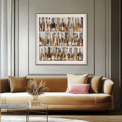 White Wood Effect Framed Orange Wall Art