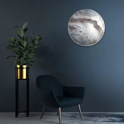 Domed Glass Glacier Design Analog Metal Round Wall Clock