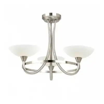 Satin Chrome White Glass Shaded 3 Ceiling And Wall Lamp