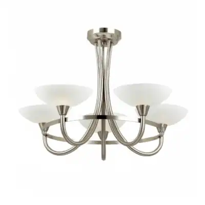 Satin Chrome White Glass Shaded 5 Ceiling And Wall Lamp