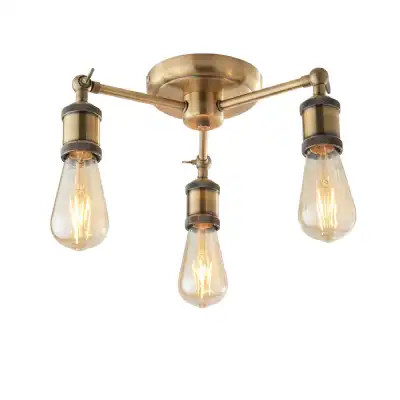 Small 3 Ceiling Light Antique Brass