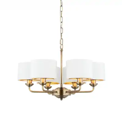 6 Pendant Light Antique Brass Long