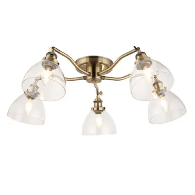 Hansen 5 Ceiling Light Antique Brass