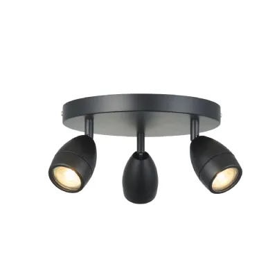 Porto Bathroom 3 Ceiling Light Black