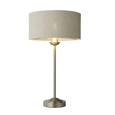 Highclere Table Light Chrome And Natural Linen