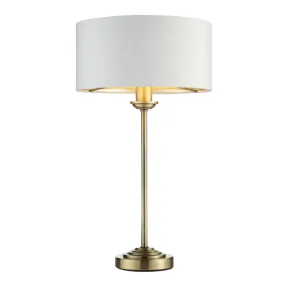 Antique Brass Table Lamp White fabric Shade with Reflective Inner