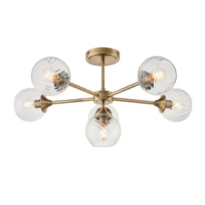 6 Ceiling Light Antique Brass