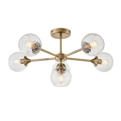 Allegra 6 Ceiling Light Antique Brass
