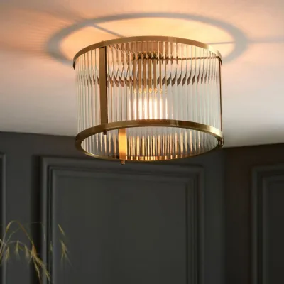Modern Gold Frame Glass Rod Ceiling Light