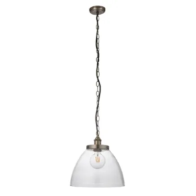 Clear Glass Silver Grand 1 Pendant Light Brushed Silver