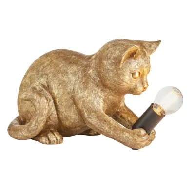 Gold Resin Kitten Table Lamp