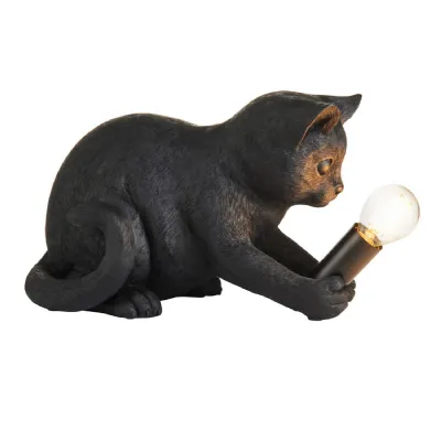 Black Resin Kitten Table Lamp