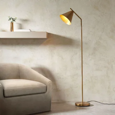 Antique Brass Steel Task Floor Lamp With Adjustable Arm