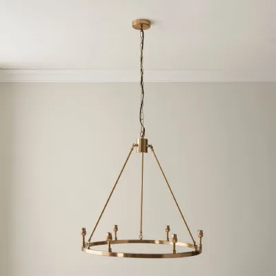 6 Pendant Light Metal Fitting Brushed Aged Brass Finish
